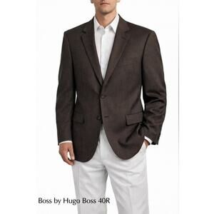 Hugo Boss Blazer Mens 40R Gray Wool Mohair Single Breast Silk Lined Luxury Brand